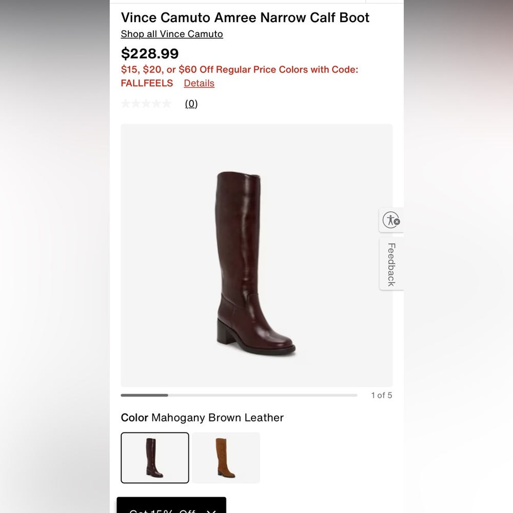 Vince Camuto Dark Brown Leather Knee-High Boot